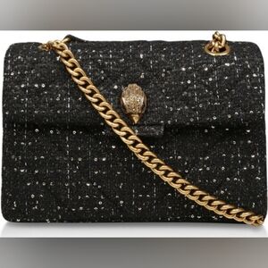 Kurt Geiger Large Tweed Kensington NWT Black Sequin Chain Eagle Convertible